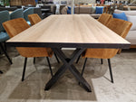 Eik Interieurtafel Rechthoekig 160 x 80cm Naturel Recht met zwart metalen X-Poten