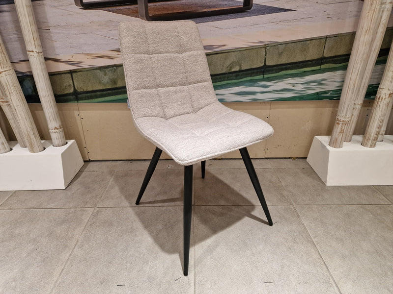 Interieurstoel Jelt - Stof Bouclé Naturel - Zwarte Poten