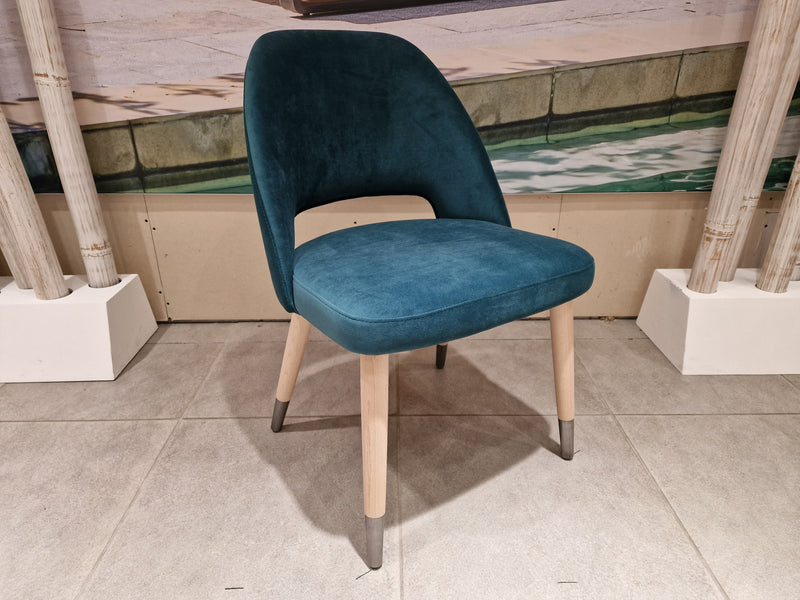 Interieurstoel Joy - Stof Turquoise - Houten Poten met Metaal