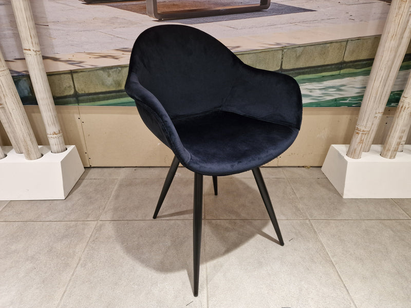 Eetkamerstoel Forli - Velvet Black - Zwarte Poten Metaal