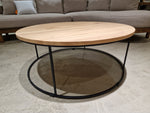 Eik Salontafel Theo Rond diameter 90cm Naturel met Zwart Metalen Onderstel