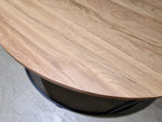Eik Salontafel Theo Rond diameter 90cm Naturel met Zwart Metalen Onderstel