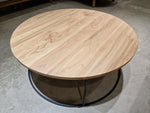 Eik Salontafel Theo Rond diameter 90cm Naturel met Zwart Metalen Onderstel