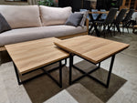 Eik Salontafel Tygo Vierkant 70 x 70cm Naturel met Zwart Metalen Onderstel