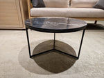 Marmer Salontafel Rond 60cm Zwart met Zwart Metalen Onderstel