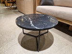 Marmer Salontafel Rond 60cm Zwart met Zwart Metalen Onderstel