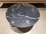 Marmer Salontafel Rond 60cm Zwart met Zwart Metalen Onderstel