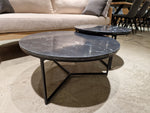 Marmer Salontafel Rond 60cm Zwart met Zwart Metalen Onderstel