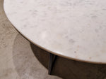 Marmer Carrara Salontafel Rond 70cm Wit met Zwart Metalen Onderstel
