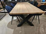 Eik Interieurtafel Rechthoek 260 x 100cm Naturel Verjongd met zwart metalen X-Poten