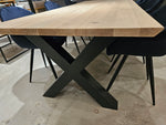 Eik Interieurtafel Rechthoek 260 x 100cm Naturel Verjongd met zwart metalen X-Poten