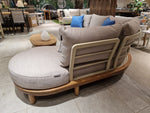 Salvador Hoeklounge - Acacia Light Teak Look - Alu Rugleuning Sand - Kussens Serval Light Brown Olefin 370 - Luxury Lounge
