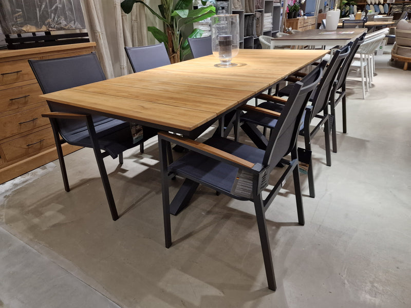 Teak Tuintafel Orlando Rechthoekig 220 x 100 cm Alu Frame Charcoal