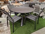 Volkern Tuintafel Orbital Rond Dia 120 cm x H75 cm in Forest Grey - Alu Frame in Charcoal