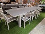 Alu Tuintafel Uitschuifbaar Garda White Mat + Glas Top Light Grey - 220 - 280 x 100 cm