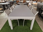 Alu Tuintafel Uitschuifbaar Garda White Mat + Glas Top Light Grey - 220 - 280 x 100 cm