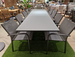 Alu Tuintafel Uitschuifbaar Geneve Charcoal Mat 220-340 x 106 cm - Top glas Light Grey