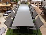 Alu Tuintafel Uitschuifbaar Geneve Charcoal Mat 220-340 x 106 cm - Top glas Light Grey