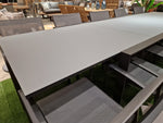 Alu Tuintafel Uitschuifbaar Geneve Charcoal Mat 220-340 x 106 cm - Top glas Light Grey