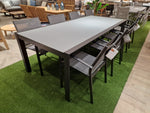 Alu Tuintafel Uitschuifbaar Geneve Charcoal Mat 220-340 x 106 cm - Top glas Light Grey