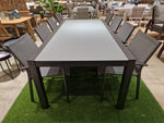 Alu Tuintafel Uitschuifbaar Geneve Charcoal Mat 220-340 x 106 cm - Top glas Light Grey