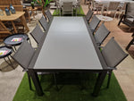 Alu Tuintafel Uitschuifbaar Geneve Charcoal Mat 220-340 x 106 cm - Top glas Light Grey