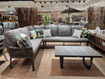 Alu Lounge Set Liv Right 267cm x 208cm x H95cm - Charcoal Frame + Valencia Coffee Table 105cm x 60cm x H45cm Charcoal Frame