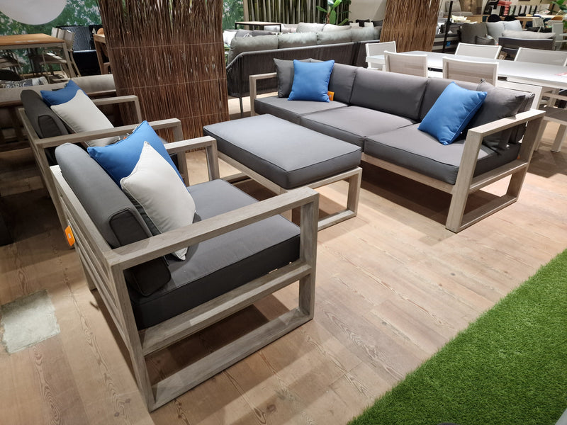 Hamilton Teak Lounge 3-zit + 2x 1-zit Club + Salontafel - Instant Grey Brushed