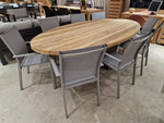 Teak Tuintafel Florida Ovaal 260x130cm met Frame in Alu Warm grey - Vintage Teak