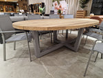 Teak Tuintafel Florida Ovaal 260x130cm met Frame in Alu Warm grey - Vintage Teak