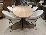 Eik Interieurtafel Rechthoek Afgeschuind 300 x 100cm Naturel - Spiderpoot Zwart Metaal