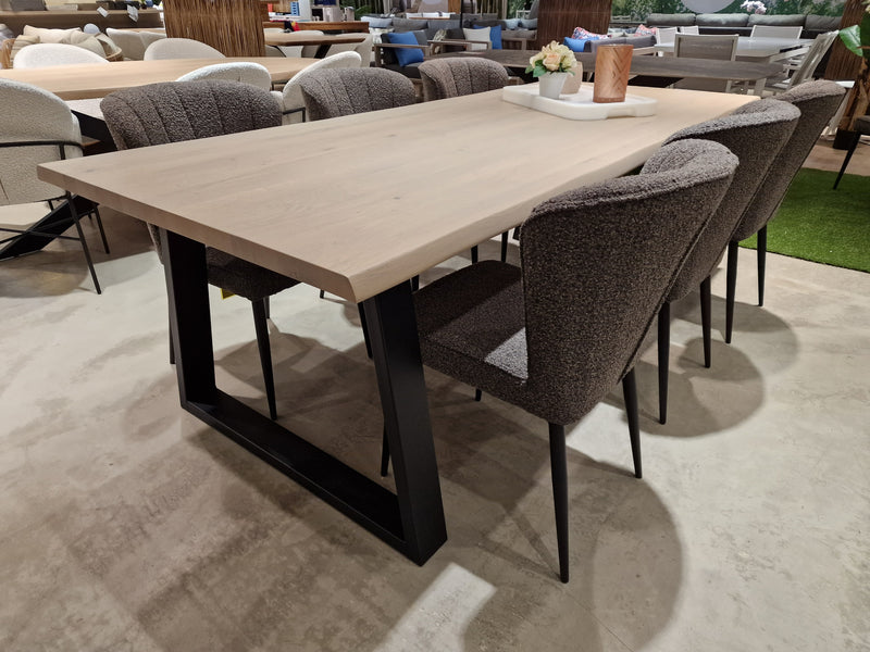 Eik Interieurtafel Rechthoekig 200 x 100cm Naturel Afgeschuind - U-Poten Zwart Metaal