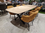 Eik Interieurtafel Deens Ovaal 240 x 100cm Parquet Eik Fineer Naturel - X-Poten Zwart Metaal