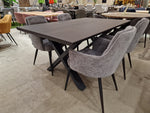 Eik interieurtafel Rechthoekig 160 x 100cm Wengé Afgeschuind - X-Poten Zwart Metaal