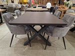 Eik interieurtafel Rechthoekig 160 x 100cm Wengé Afgeschuind - X-Poten Zwart Metaal