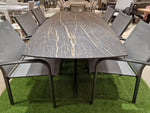 Keramische interieurtafel Deens Ovaal 220 x 110cm Marble Black Recht - Spiderpoot Zwart metaal