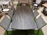 Keramische interieurtafel Deens Ovaal 220 x 110cm Marble Black Recht - Spiderpoot Zwart metaal