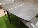 Keramische interieurtafel Deens Ovaal 220 x 110cm Marble Black Recht - Spiderpoot Zwart metaal