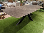 Keramische interieurtafel Deens Ovaal 240 x 110cm Recht - Spiderpoot Zwart metaal